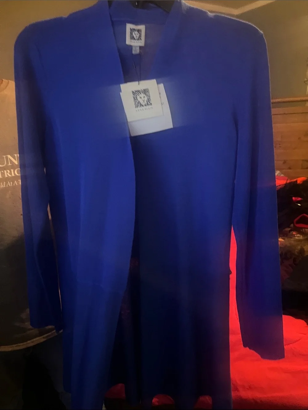Anne Klein Open-Front Longline Blazer in Cobalt Blue